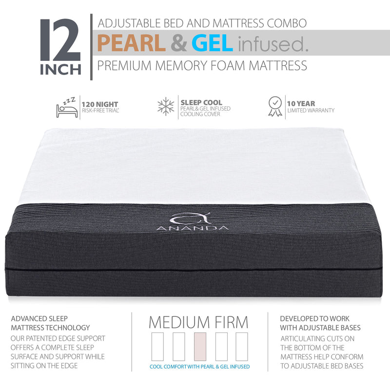 Ananda Sleep Memory Foam Mattress & Adjustable Bed Frame